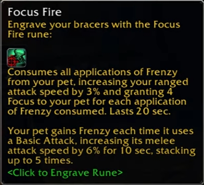 wow sod phase 3 hunter focus fire rune